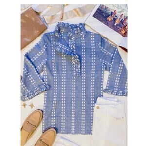 Rungolee Jacqueline Blouse Blue Dobby